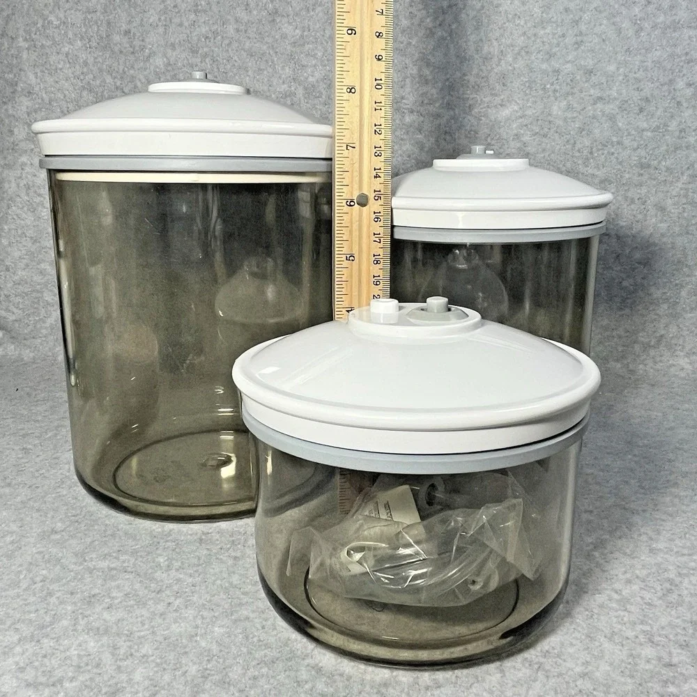 FoodSaver Vacuum Sealer Snail Canister Storage Containers 25 50 80 oz Lot‎ of 3